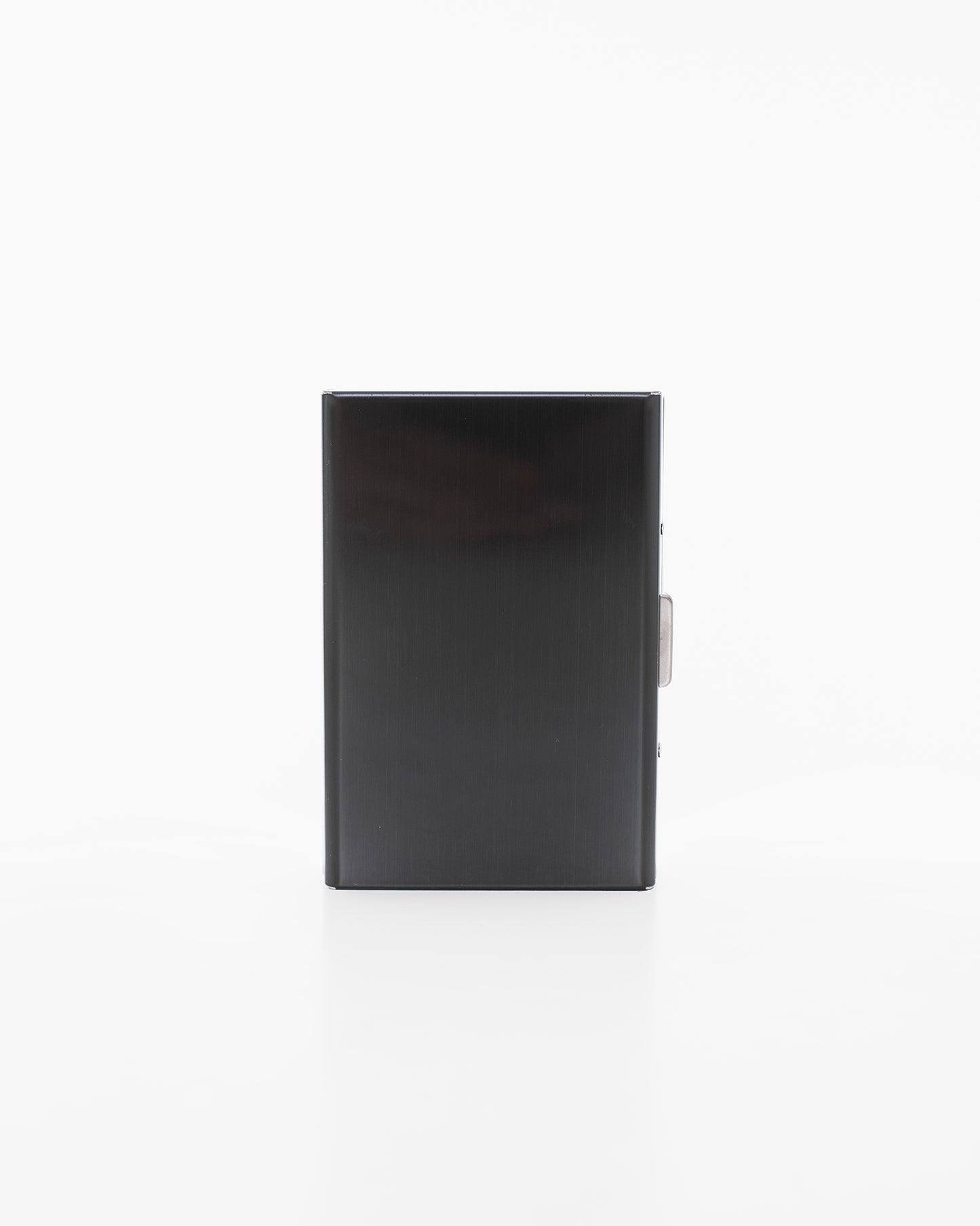 Nabo black metal card holder with slim rectangular design and secure clasp closure