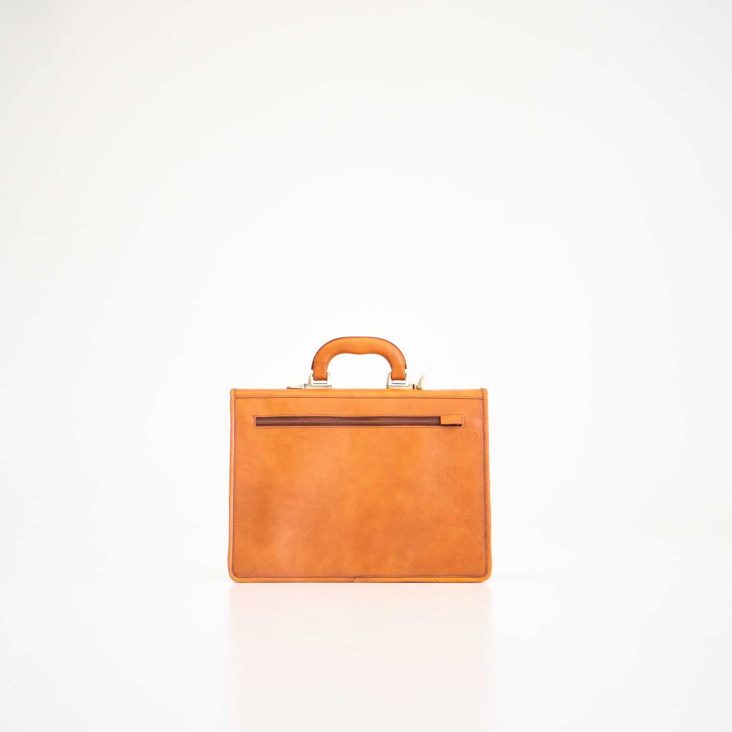 Papillon classic cognac office bag with a smooth leather finish and sturdy handle