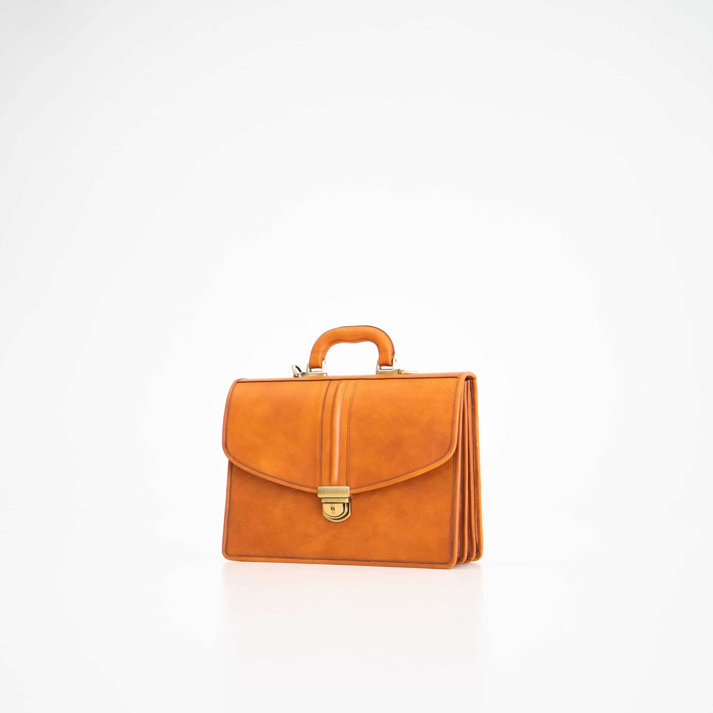 Papillon classic cognac office bag with top handle and gold-tone clasp closure