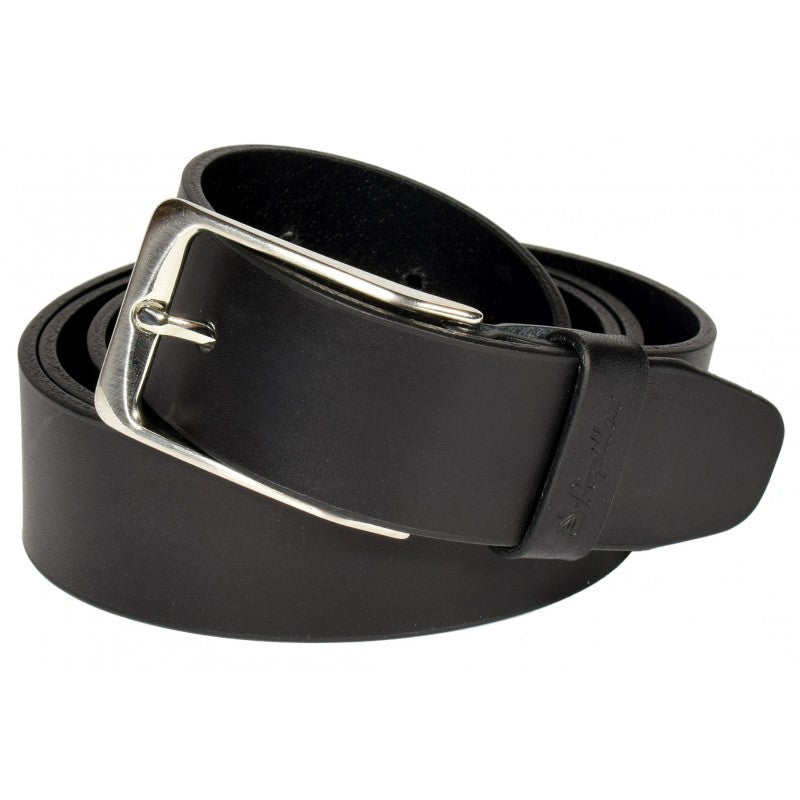 Papillon men's leather belt in black with classic silver buckle for everyday wear