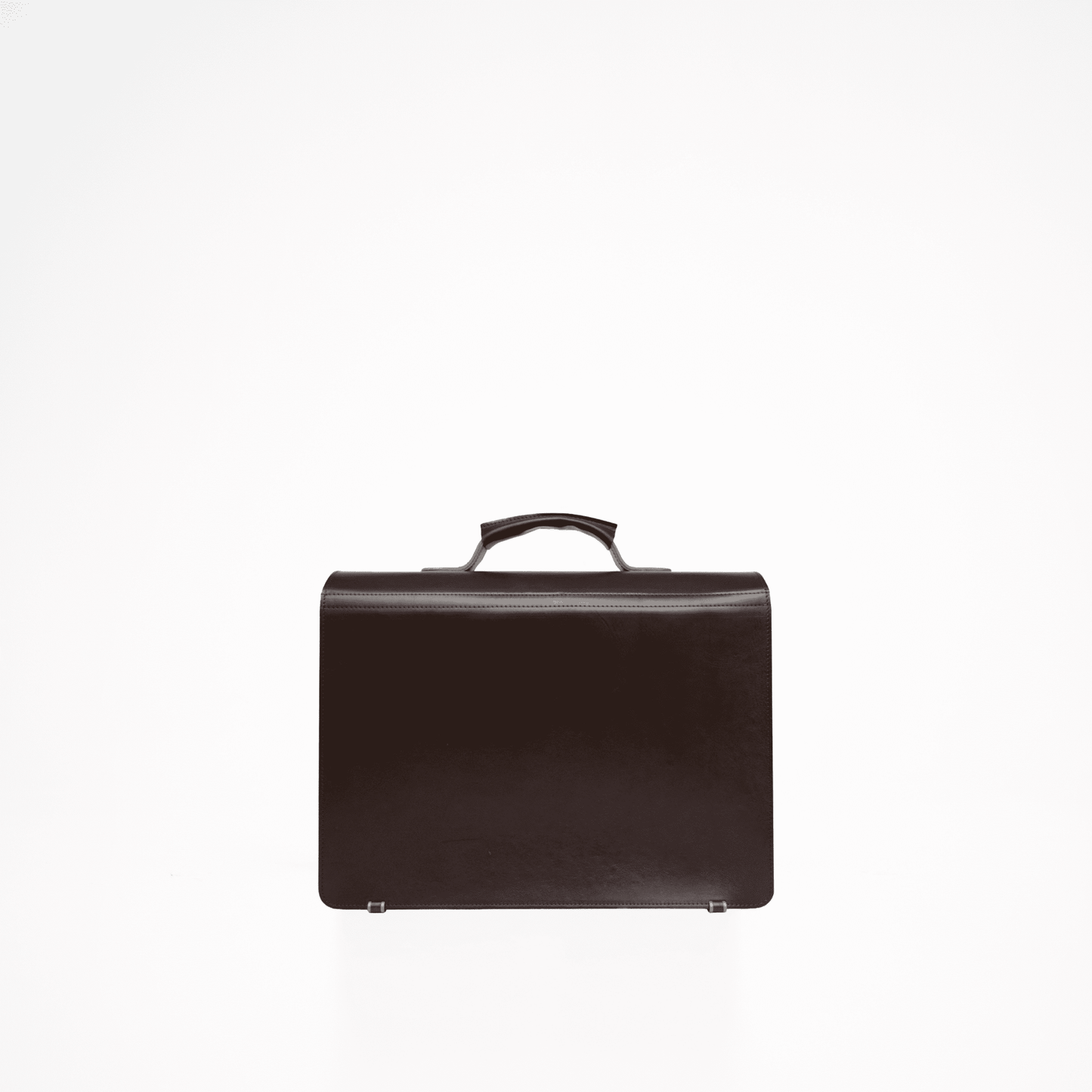 Papillon dark brown leather briefcase with a top handle and sleek rectangular design