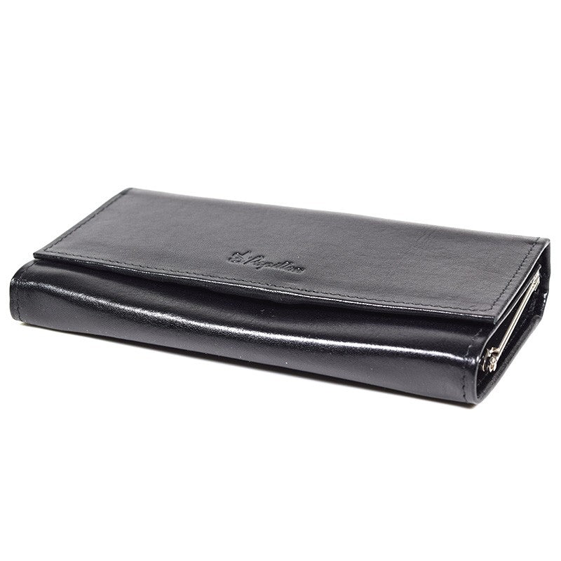 Papillon black Estonian leather wallet with sleek design and zipper closure