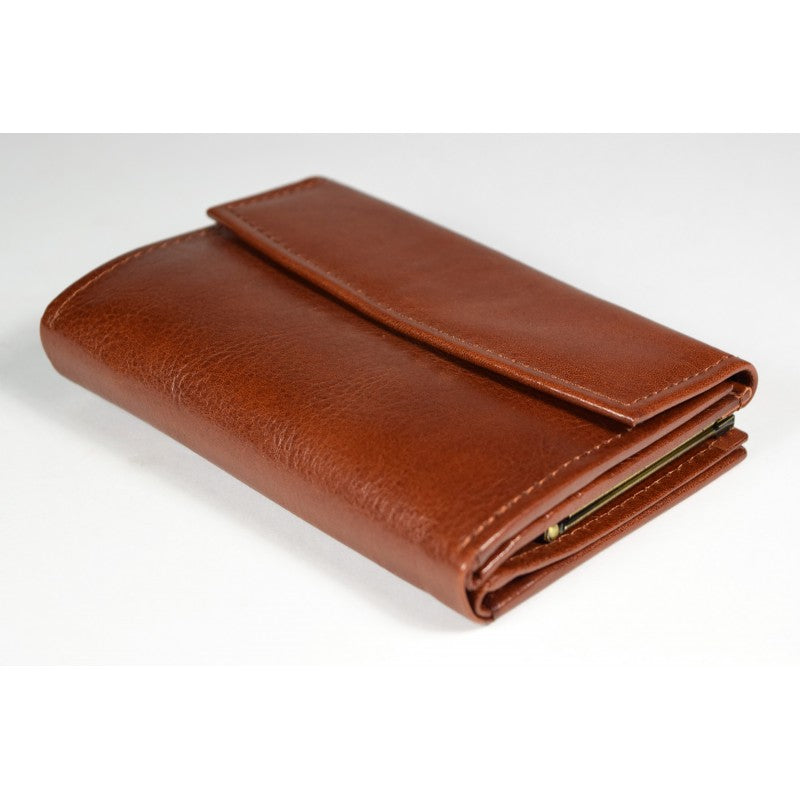 Papillon genuine leather ladies wallet in brown with sleek design and secure flap closure