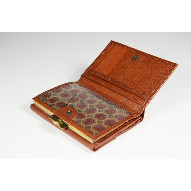 Papillon genuine leather ladies wallet in brown with card slots and a patterned coin pouch