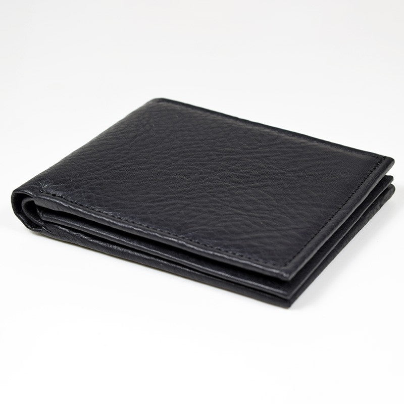 Papillon black genuine leather men's wallet with textured finish and bi-fold design