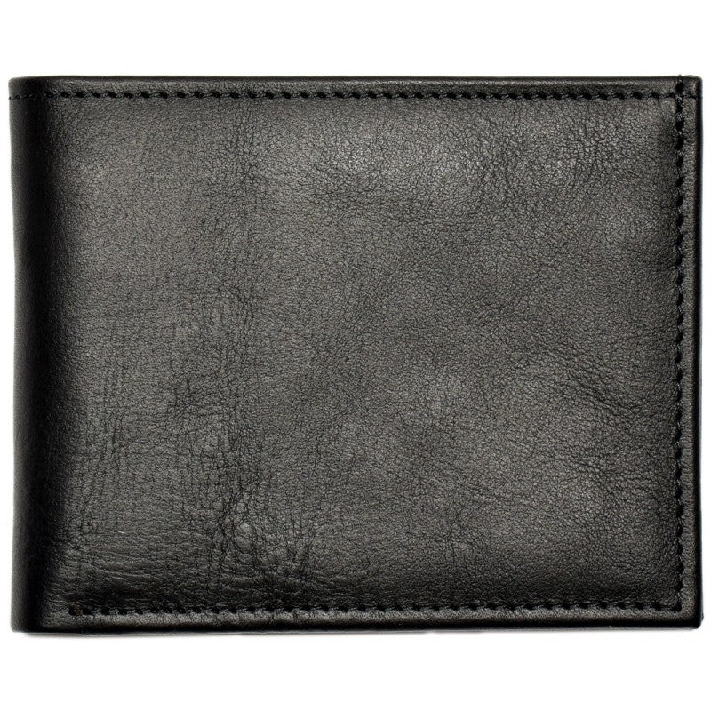 Papillon genuine leather men's wallet in black with clean stitching and smooth texture