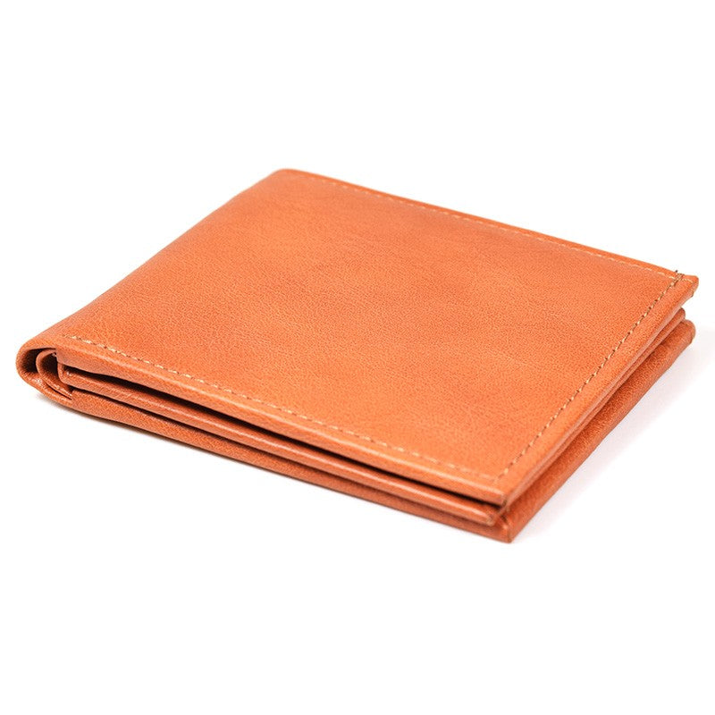 Papillon genuine leather men's wallet in tan brown with smooth finish and stitched edges