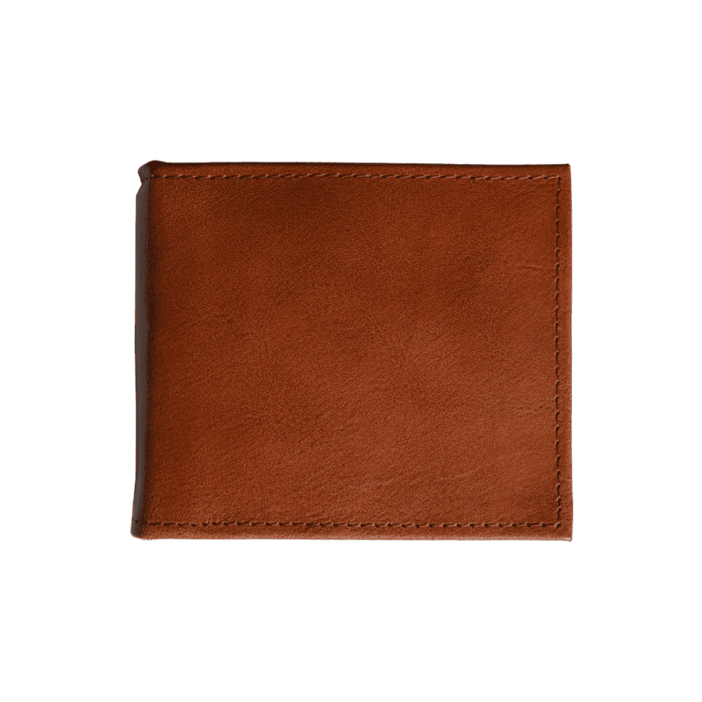 Papillon brown leather wallet with money clip featuring smooth texture and clean stitching