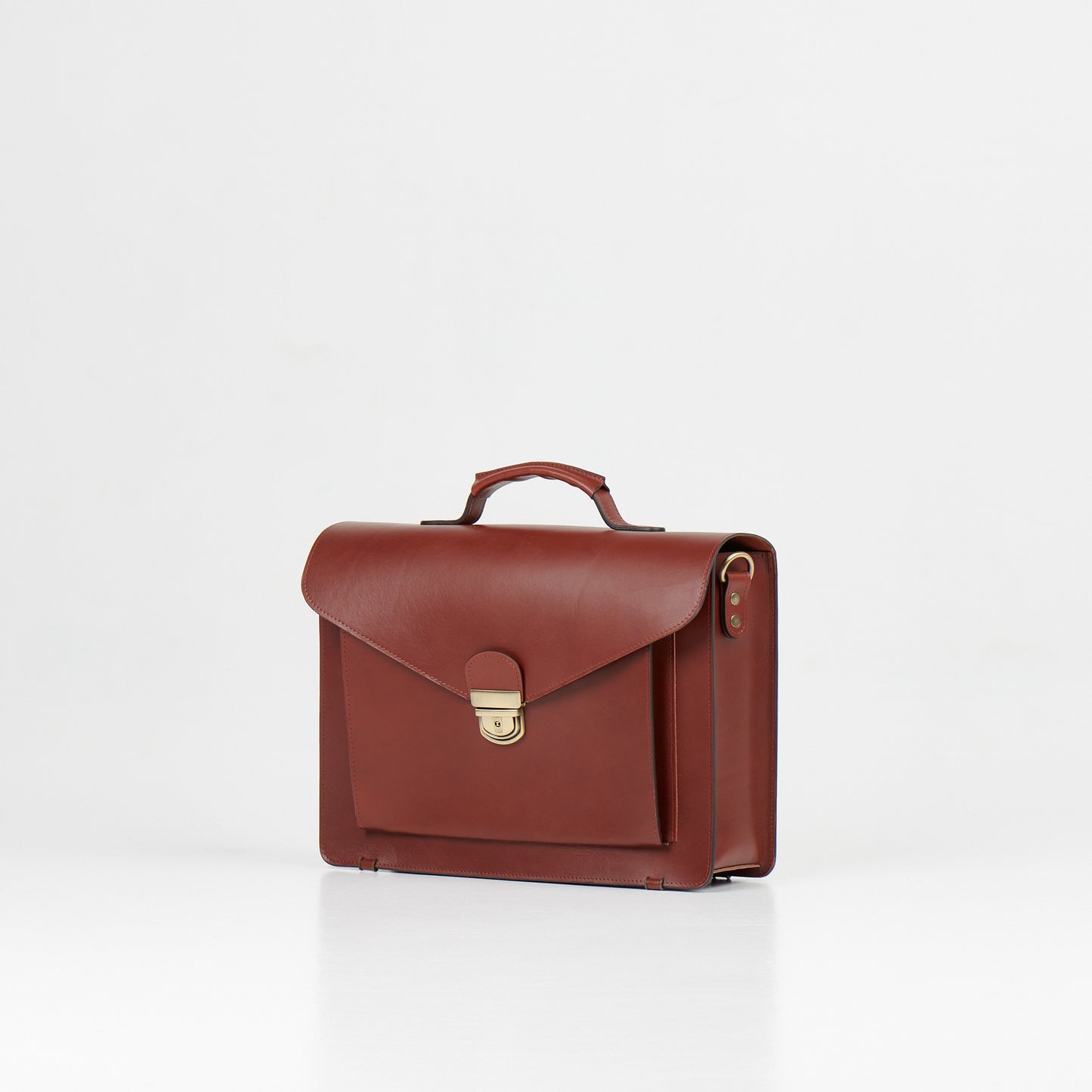 Papillon luxury leather work bag in brown with top handle and front lock closure