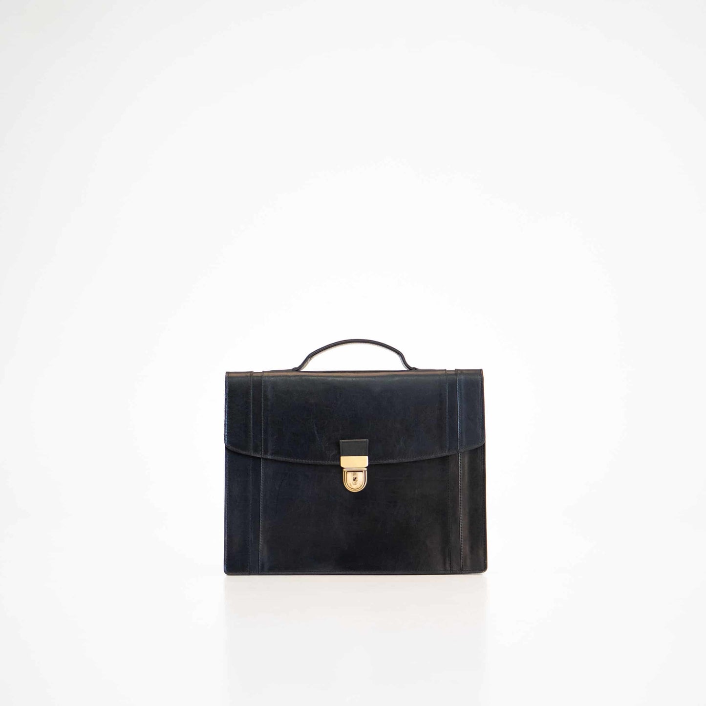 Papillon modern designer black briefcase with top handle and front lock closure