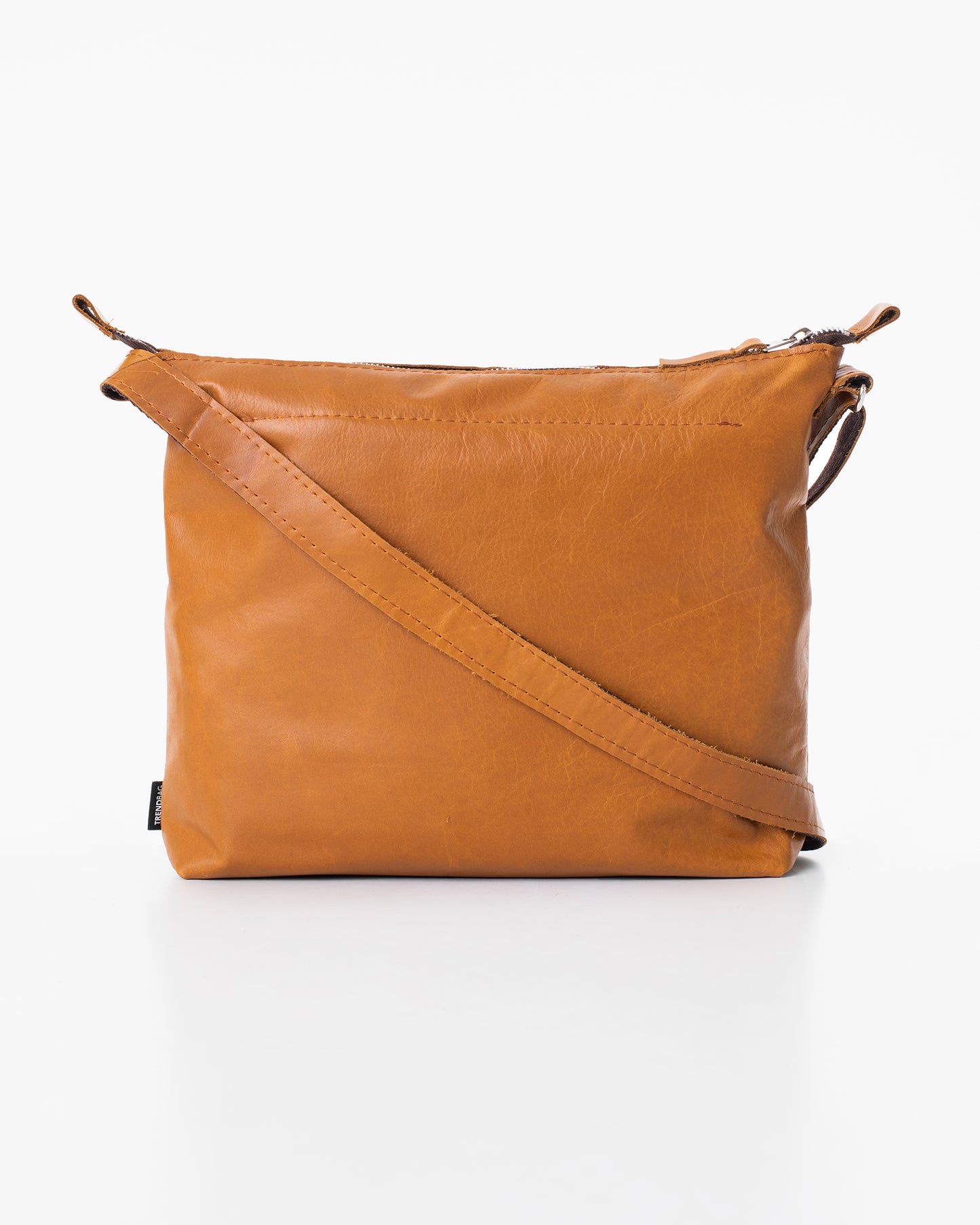 Caramel leather shoulder bag by Trendbag with adjustable strap and minimalist design