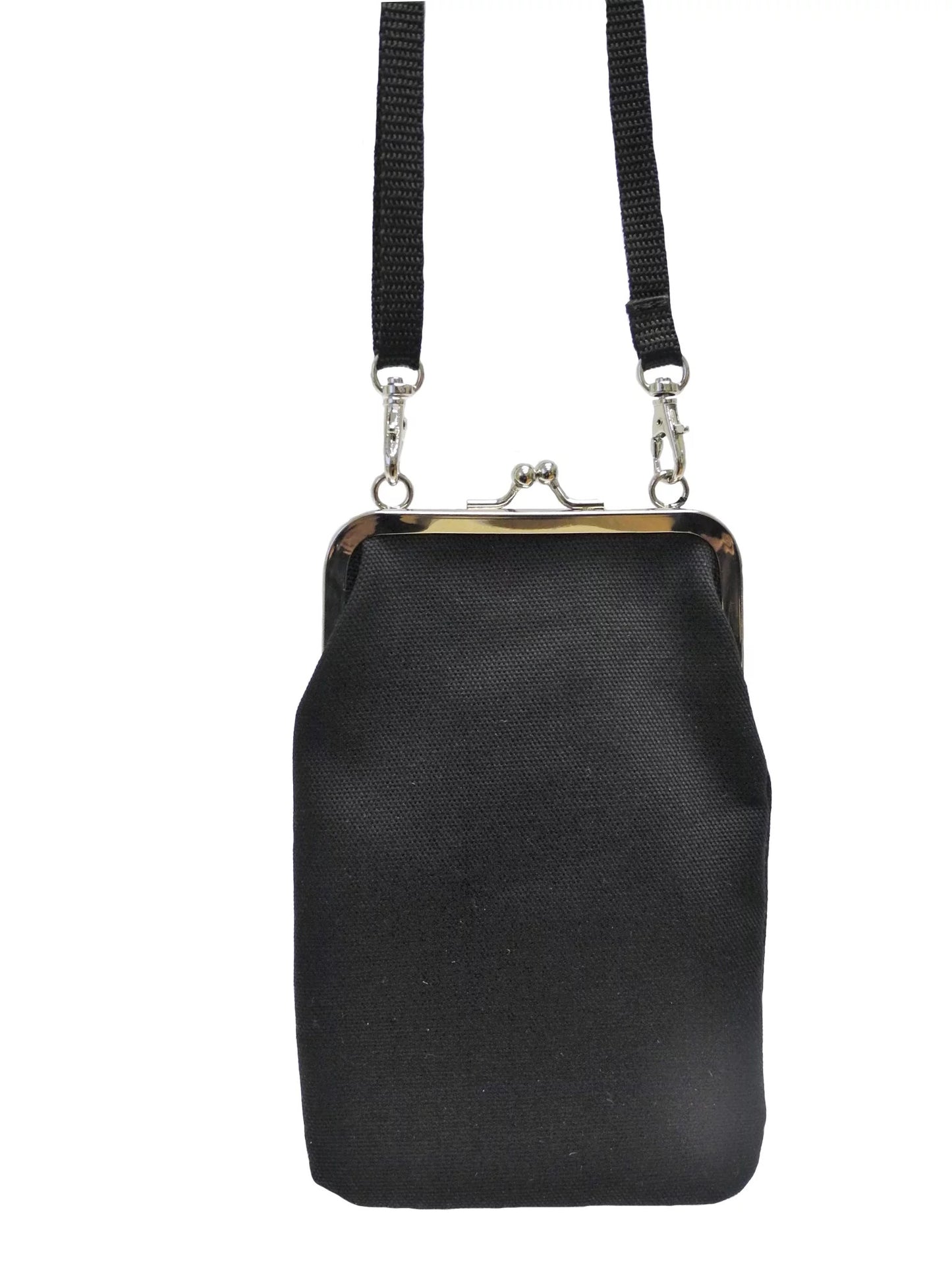 Nabo black retro clasp phone pouch with detachable shoulder strap for easy carrying