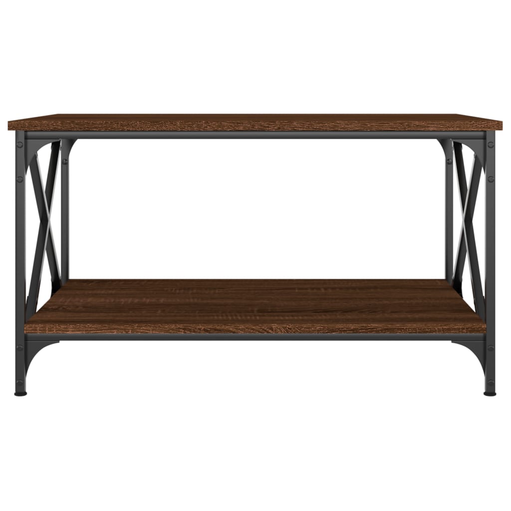 NNEVL Coffee Table Brown Oak 80x50x45 cm Engineered Wood and Iron-3