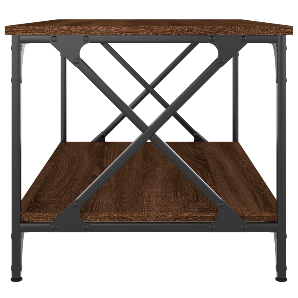 NNEVL Coffee Table Brown Oak 80x50x45 cm Engineered Wood and Iron-4