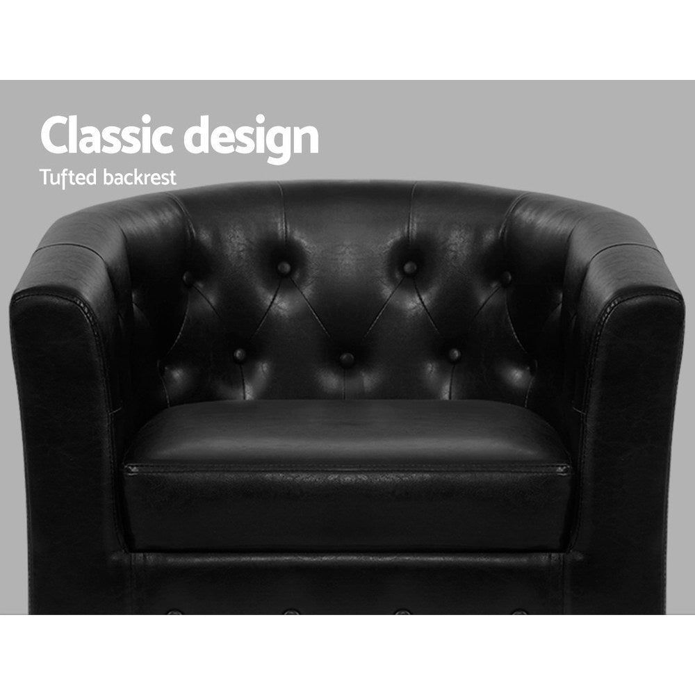 NNEDSZ Armchair Lounge Chair Ottoman Tub Accent Chairs PU Leather Sofa Armchairs Black-2