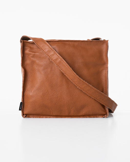 Soft leather sling bag for women in brown with adjustable strap by Trendbag