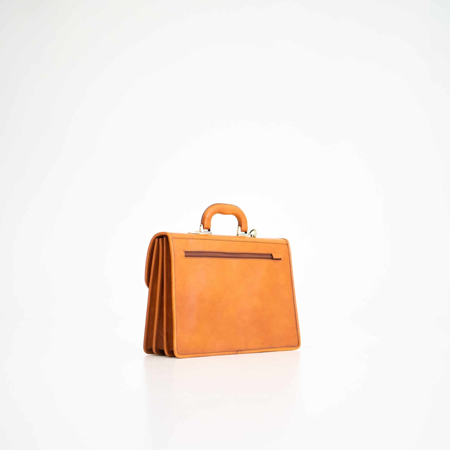 Papillon classic cognac office bag with leather handle and multiple compartments