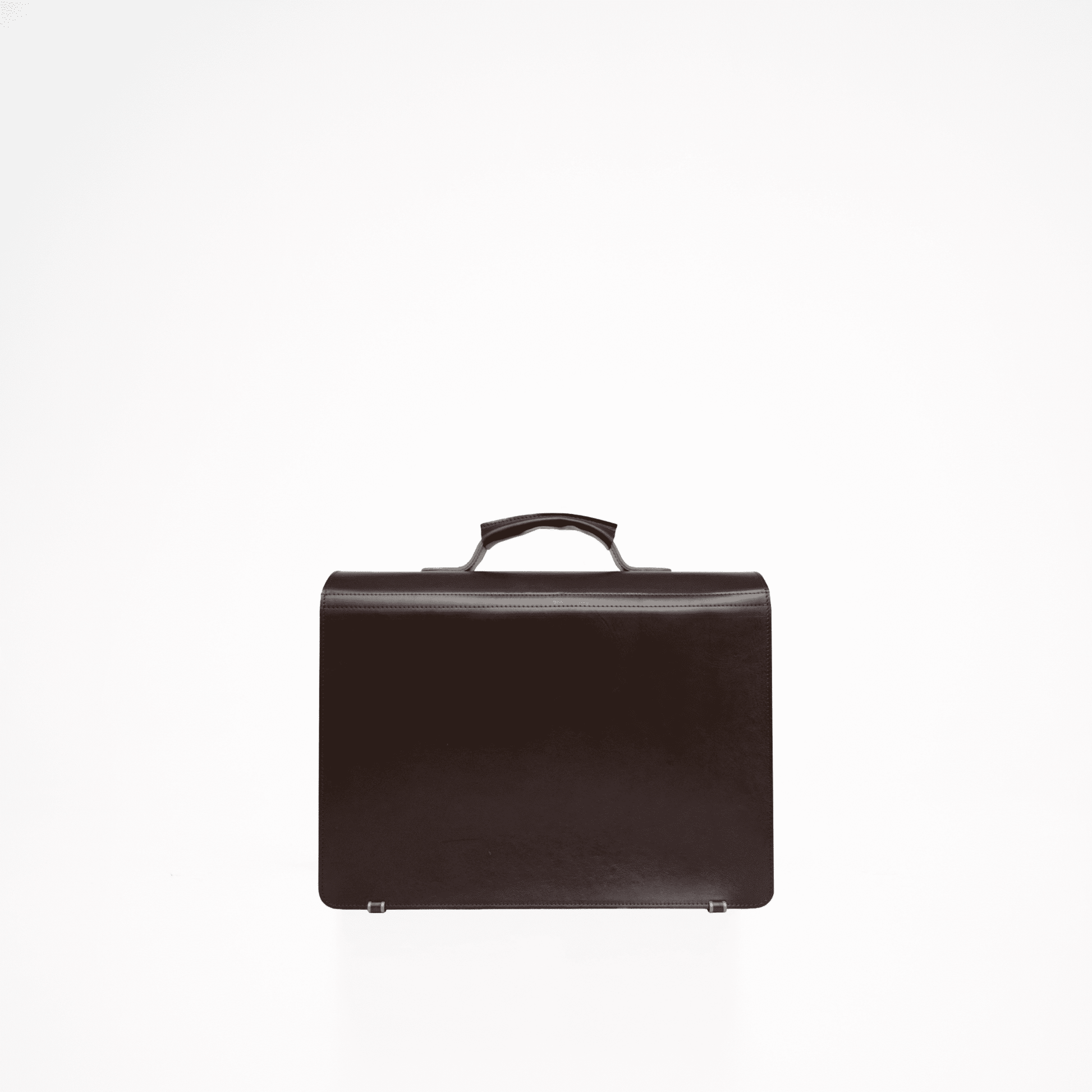 Papillon dark brown leather briefcase with a top handle and sleek rectangular design
