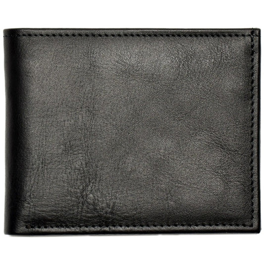 Papillon genuine leather men's wallet in black with clean stitching and smooth texture