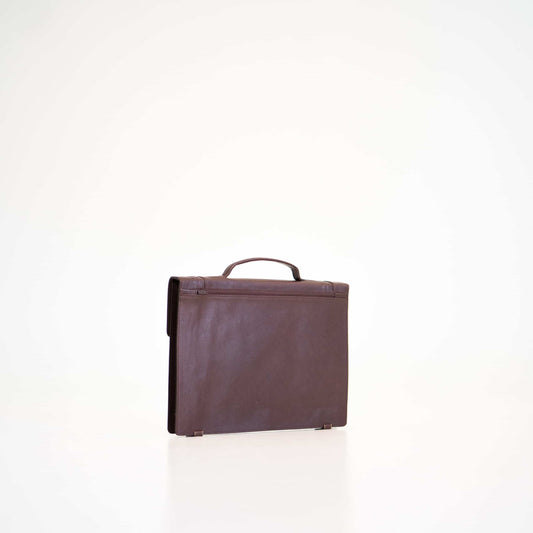 Papillon brown leather men's professional briefcase with top handle and minimalist design