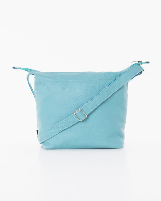 Trendbag light blue shoulder bag with adjustable strap and smooth leather texture