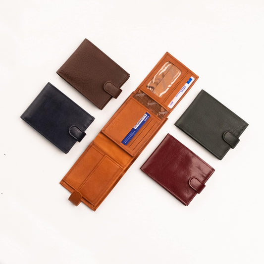 Papillon men's genuine leather wallet collection in various colors with card slots and ID window