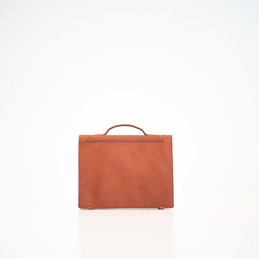 Papillon men's premium work bag in brown leather with top handle and minimalist design