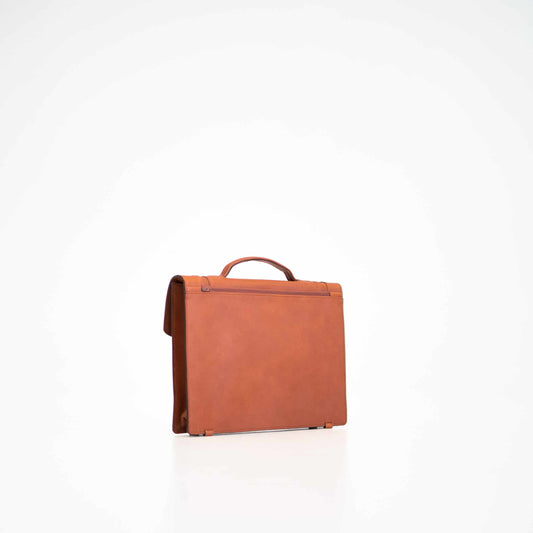 Papillon men's premium work bag in brown leather with top handle and sleek design