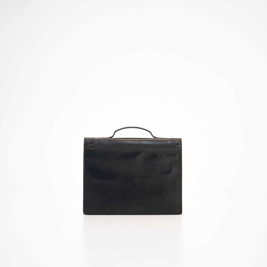 Papillon modern designer black briefcase with sleek handle and minimalist design