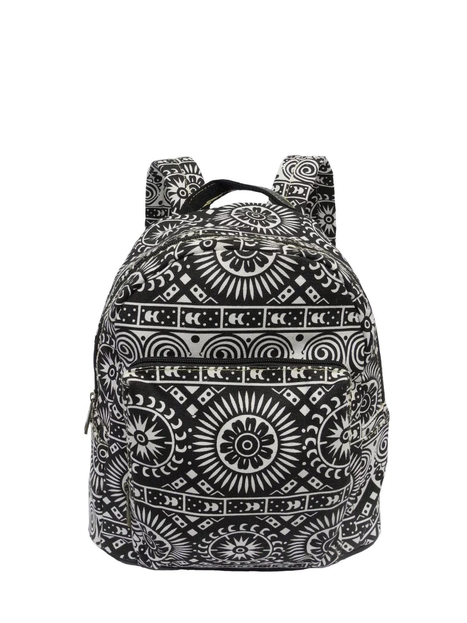 Nabo black and white unique everyday backpacks with bold geometric and floral patterns