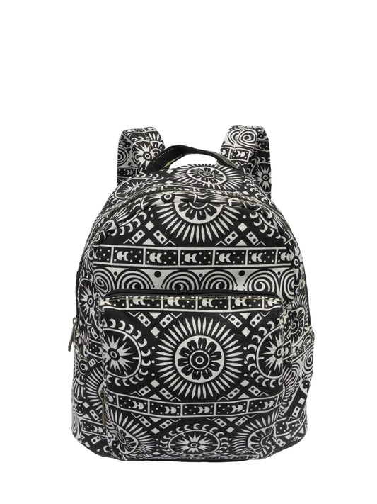 Nabo black and white unique everyday backpacks with bold geometric and floral patterns