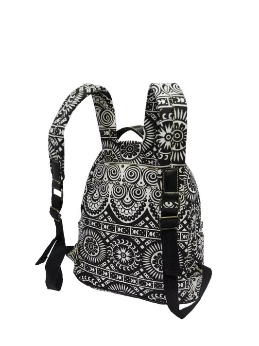Nabo black and white patterned unique everyday backpacks with adjustable straps and artistic design