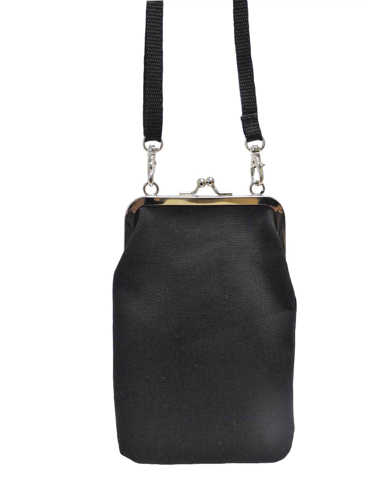 Nabo black retro clasp phone pouch with detachable shoulder strap for easy carrying