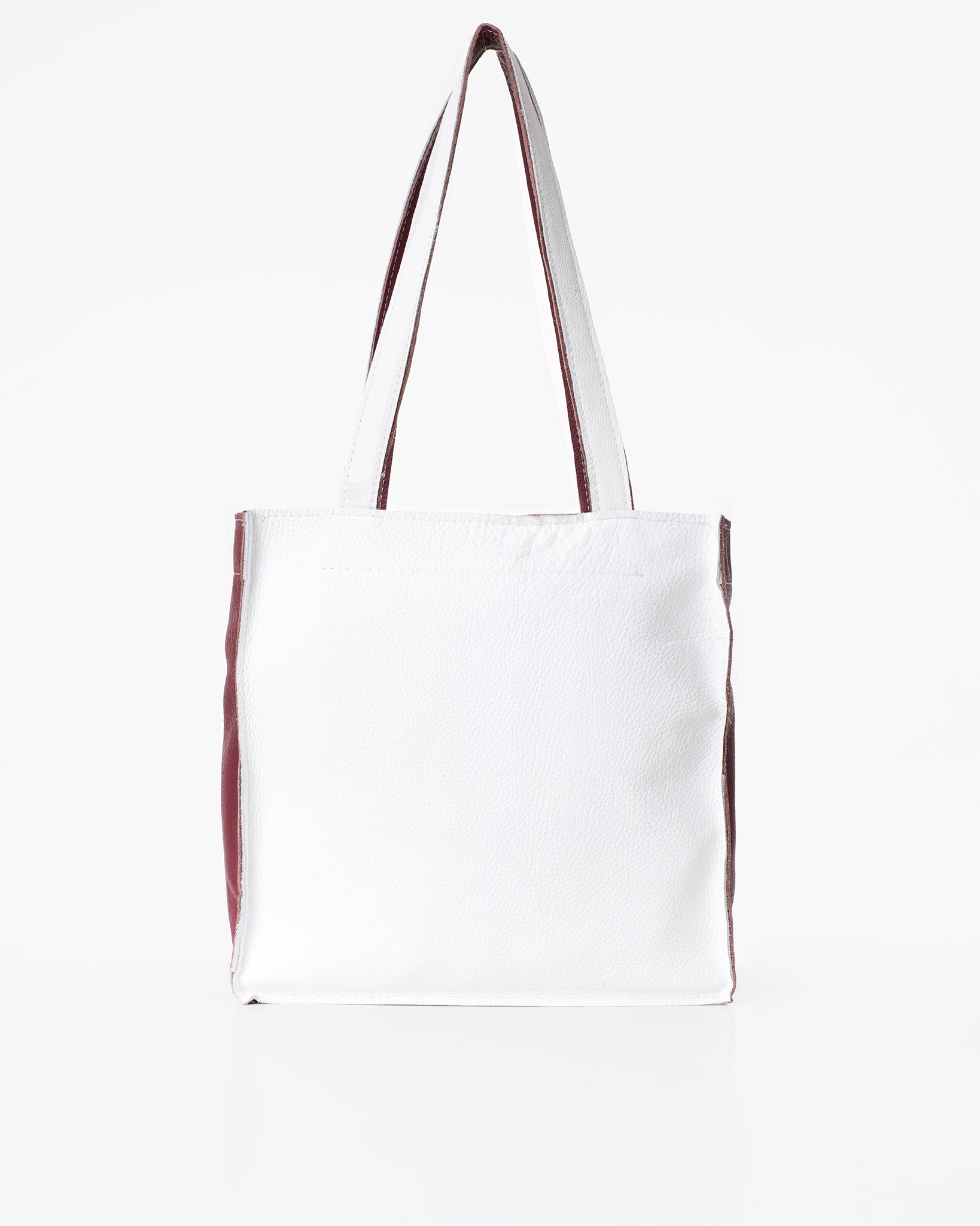 Trendbag white leather tote bag with minimalist design and long handles for everyday use