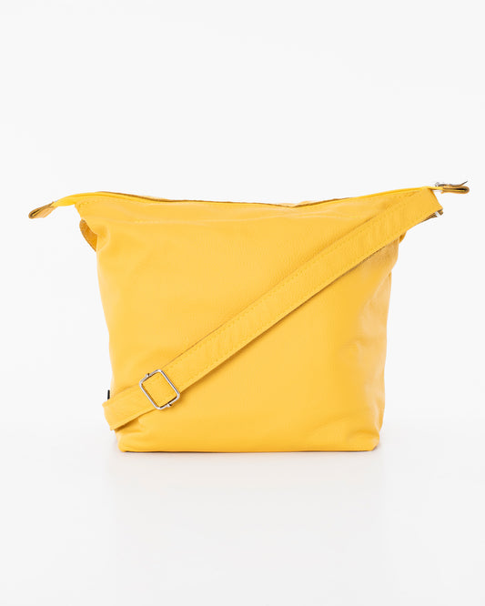 Trendbag yellow shoulder bag for women with adjustable strap and zipper closure